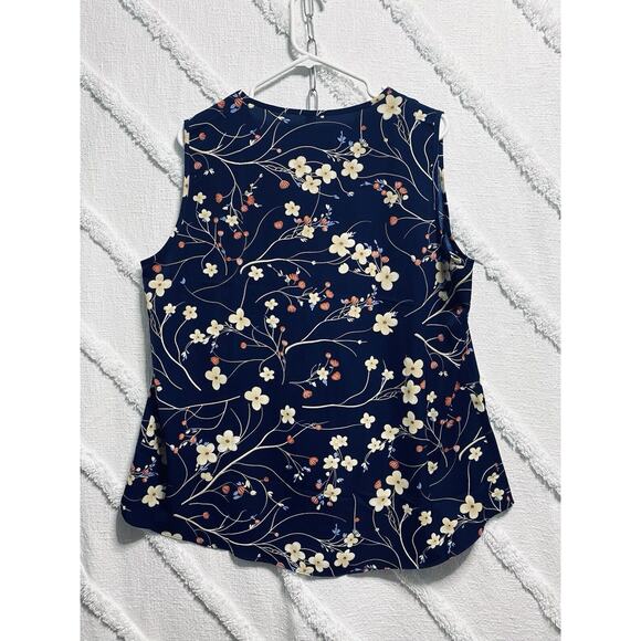Aligaduo Summer Women’s V-neck Tunic Shirt Navy Floral 2XL - Picture 4 of 4